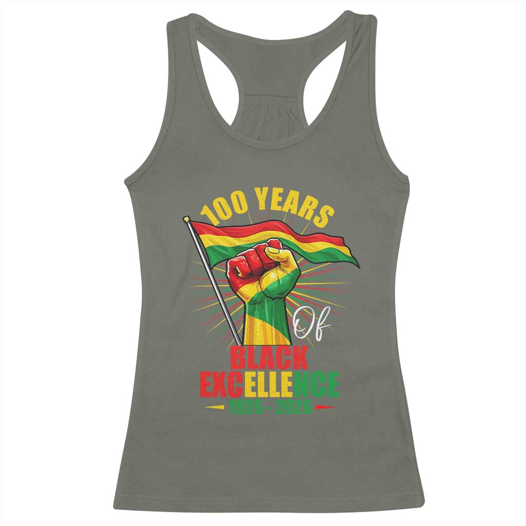 100 Years Of Black Excellence Racerback Tank Top Centennial Black History Month
