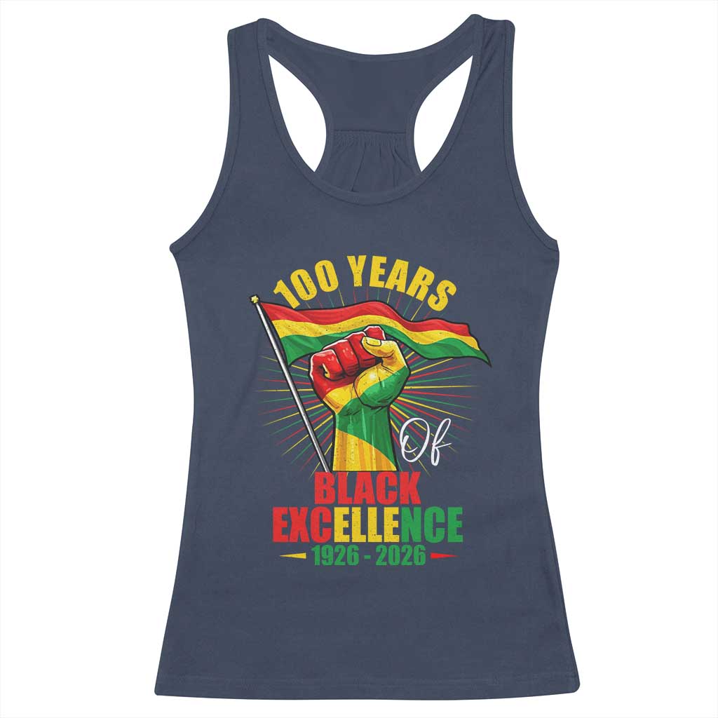 100 Years Of Black Excellence Racerback Tank Top Centennial Black History Month