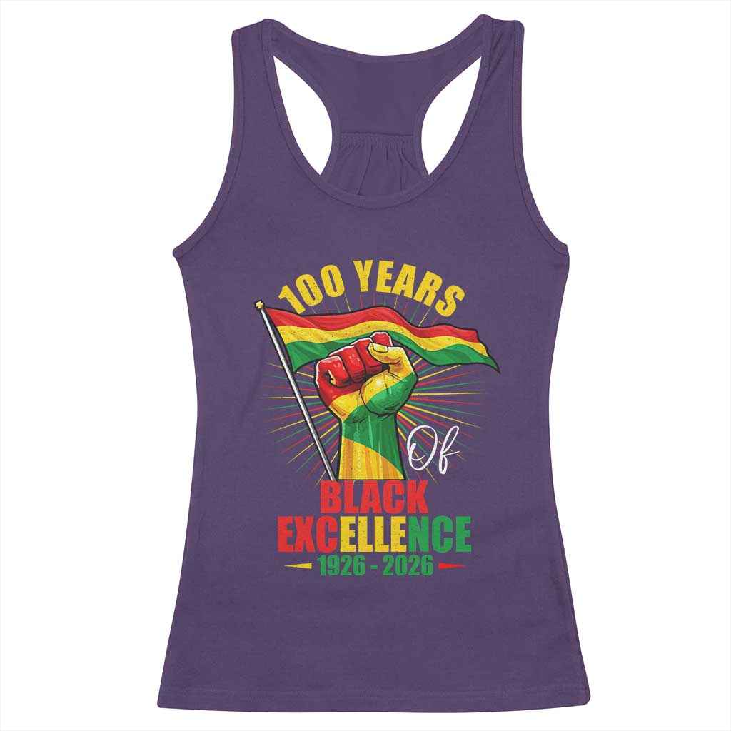 100 Years Of Black Excellence Racerback Tank Top Centennial Black History Month