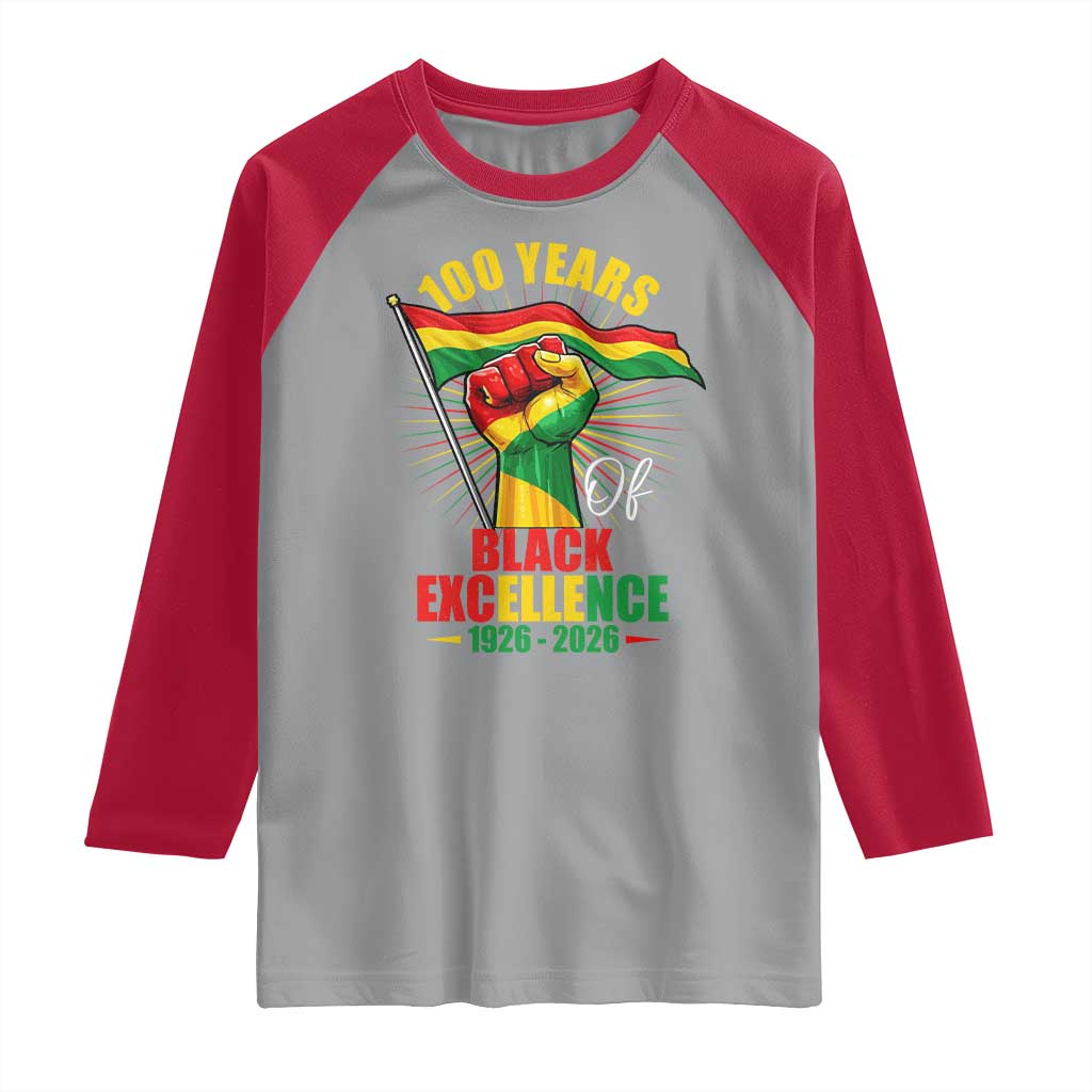100 Years Of Black Excellence Raglan Shirt Centennial Black History Month