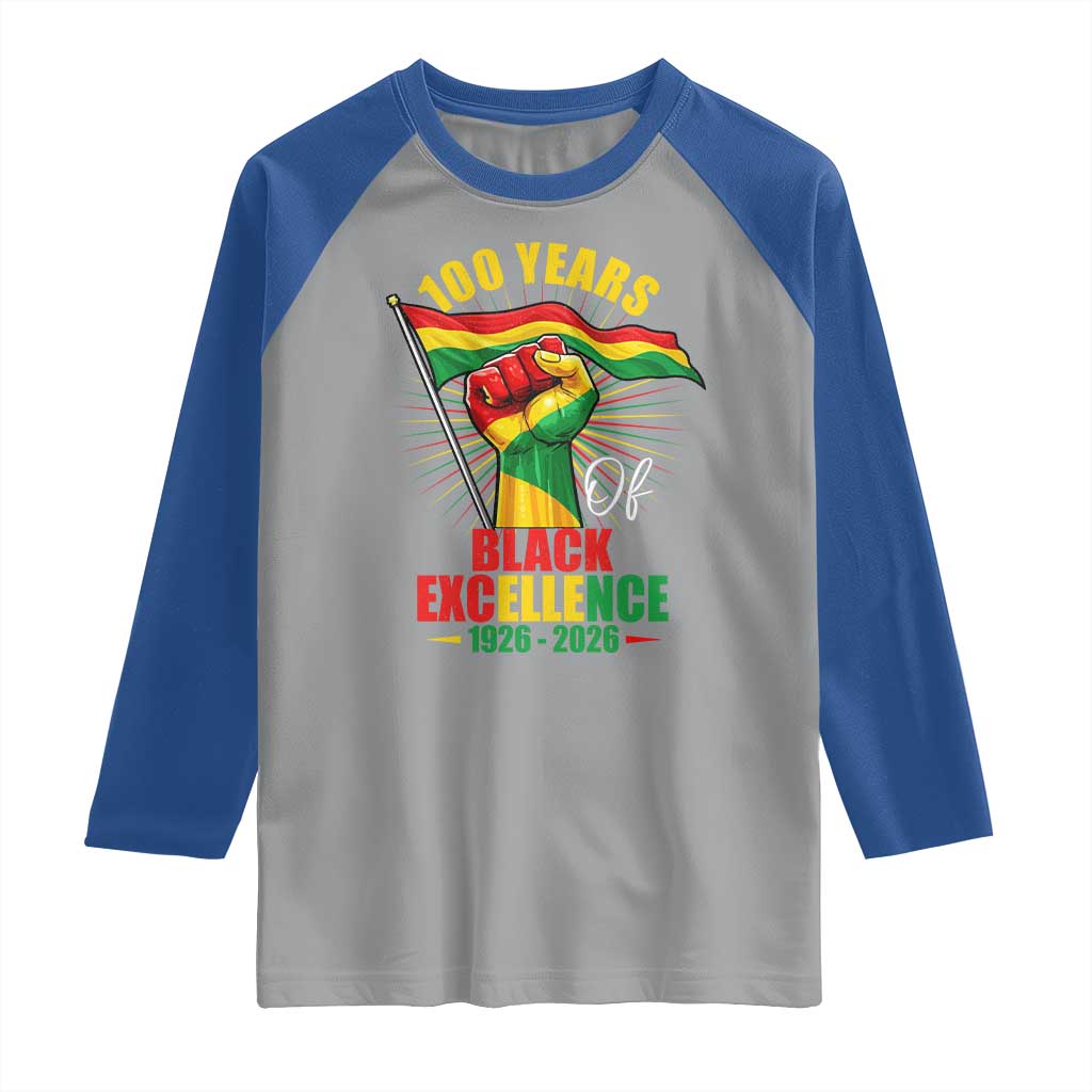 100 Years Of Black Excellence Raglan Shirt Centennial Black History Month