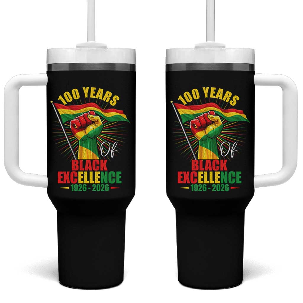 100 Years Of Black Excellence Tumbler With Handle Centennial Black History Month