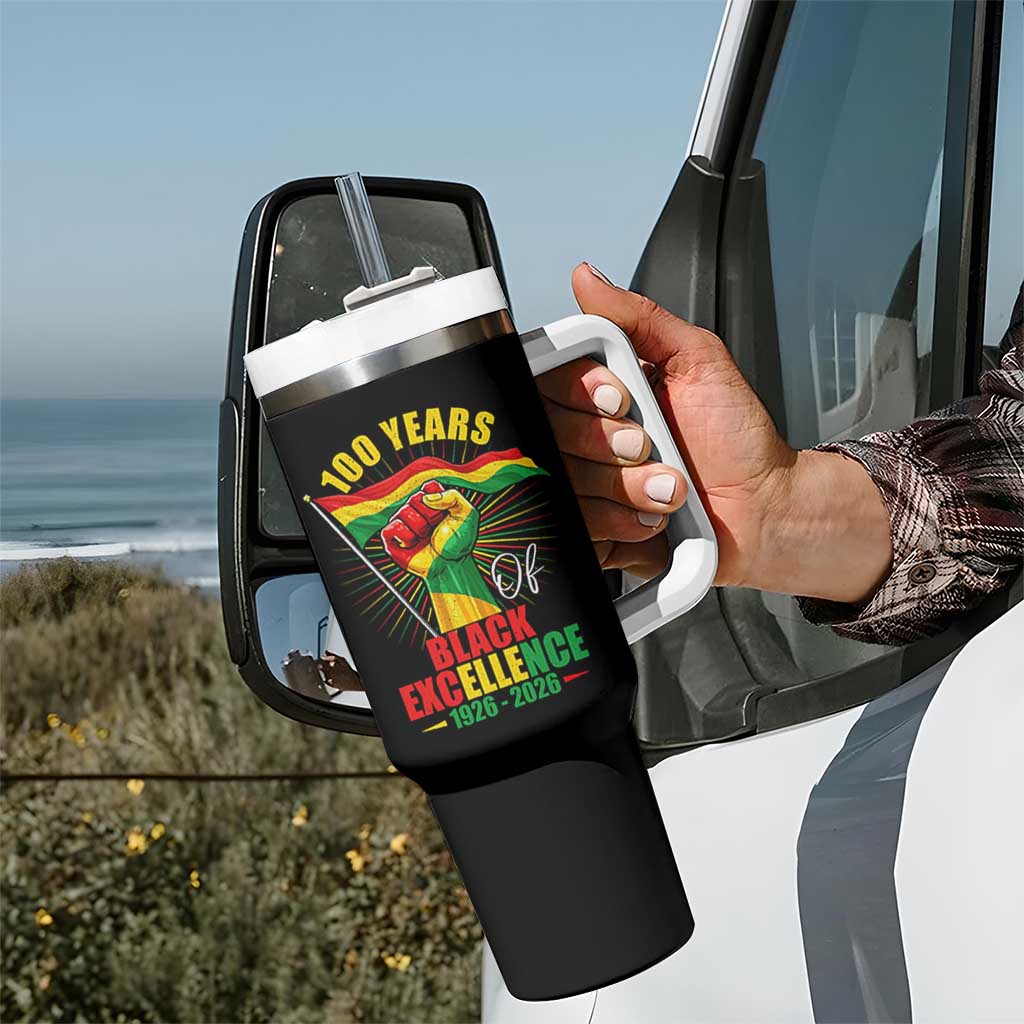 100 Years Of Black Excellence Tumbler With Handle Centennial Black History Month