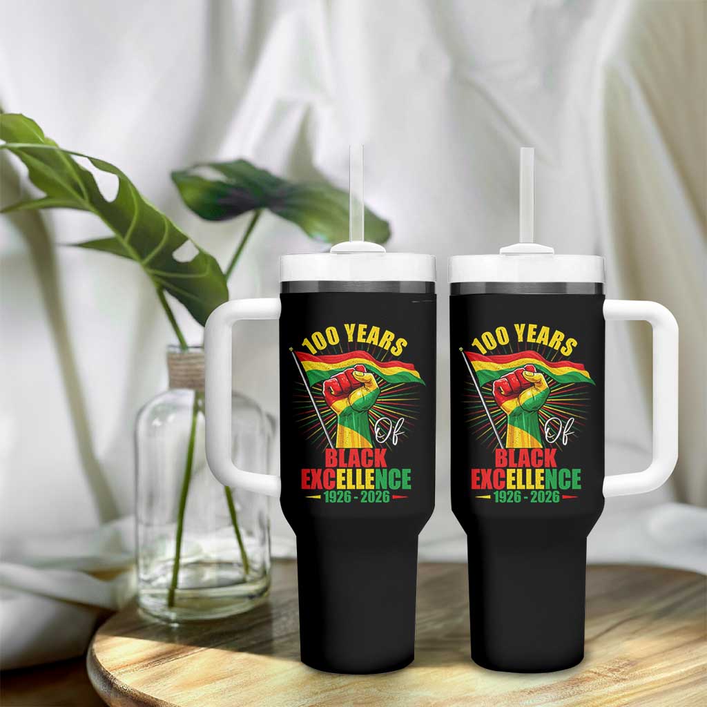 100 Years Of Black Excellence Tumbler With Handle Centennial Black History Month