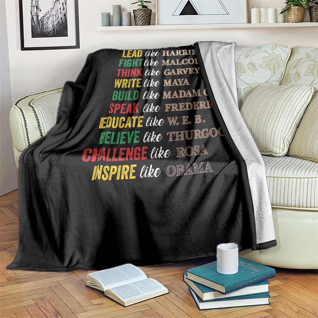 Black History Dream Like Martin Lead Like Harriet Throw Blanket African American Leaders