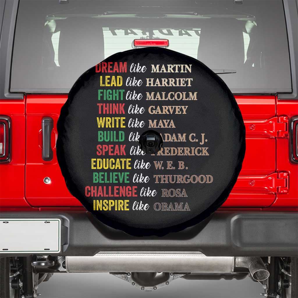Black History Dream Like Martin Lead Like Harriet Spare Tire Cover African American Leaders