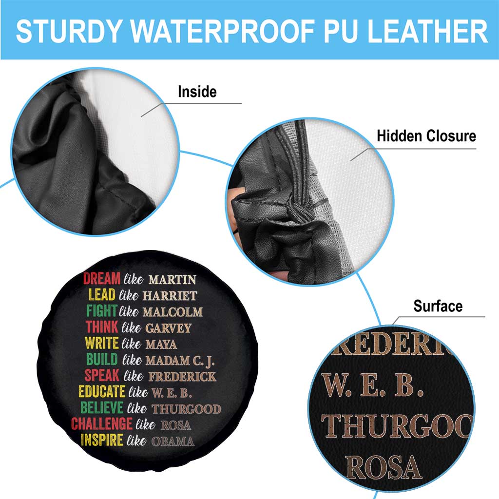 Black History Dream Like Martin Lead Like Harriet Spare Tire Cover African American Leaders