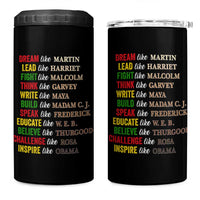 Black History Dream Like Martin Lead Like Harriet 4 in 1 Can Cooler Tumbler African American Leaders