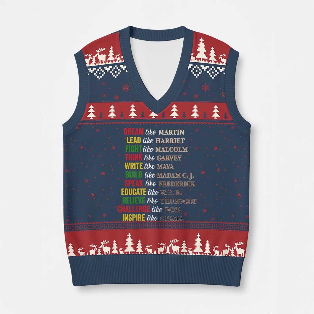 Black History Dream Like Martin Lead Like Harriet V-Neck Knit Sweater Vest African American Leaders