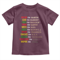 Black History Dream Like Martin Lead Like Harriet Toddler T Shirt African American Leaders