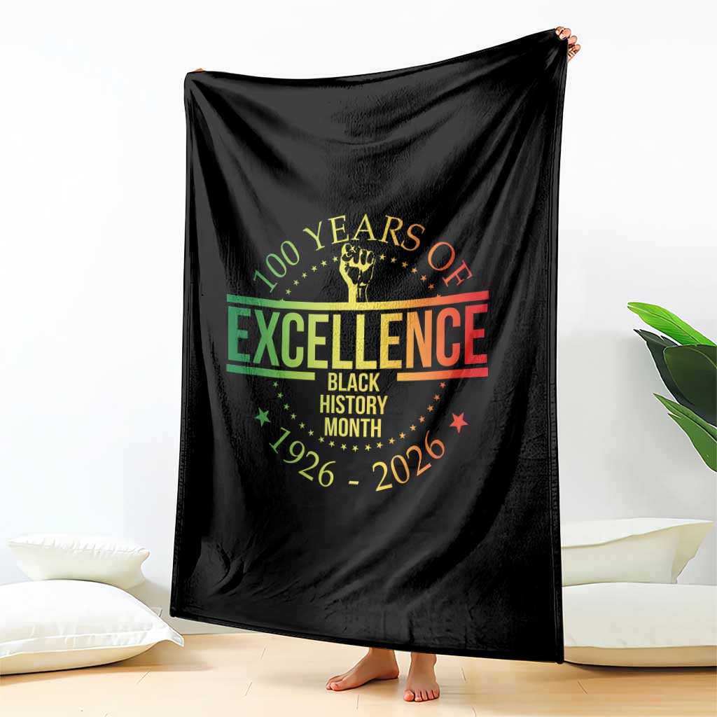 100 Years Of Excellence Black History Month 1926 2026 Throw Blanket