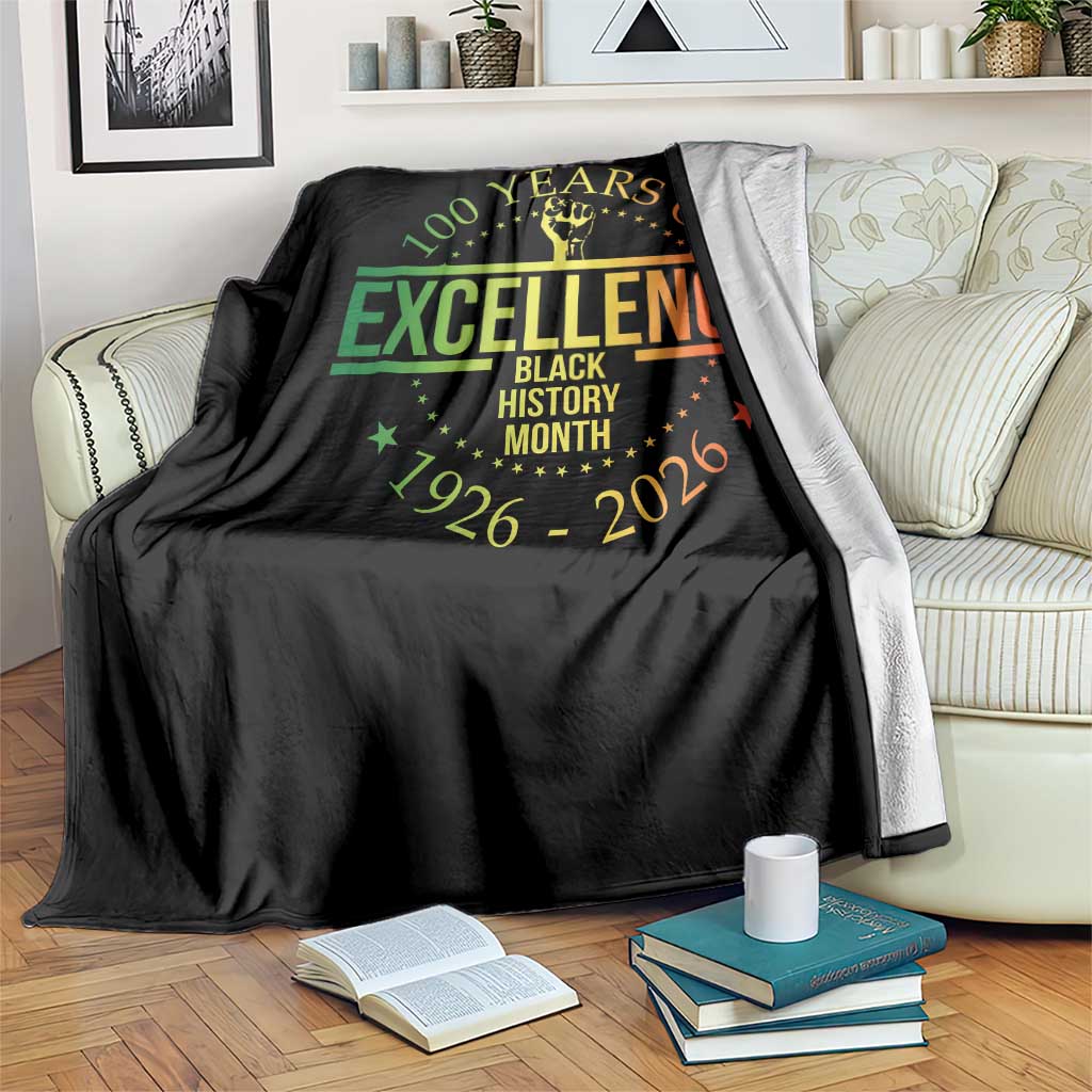 100 Years Of Excellence Black History Month 1926 2026 Throw Blanket