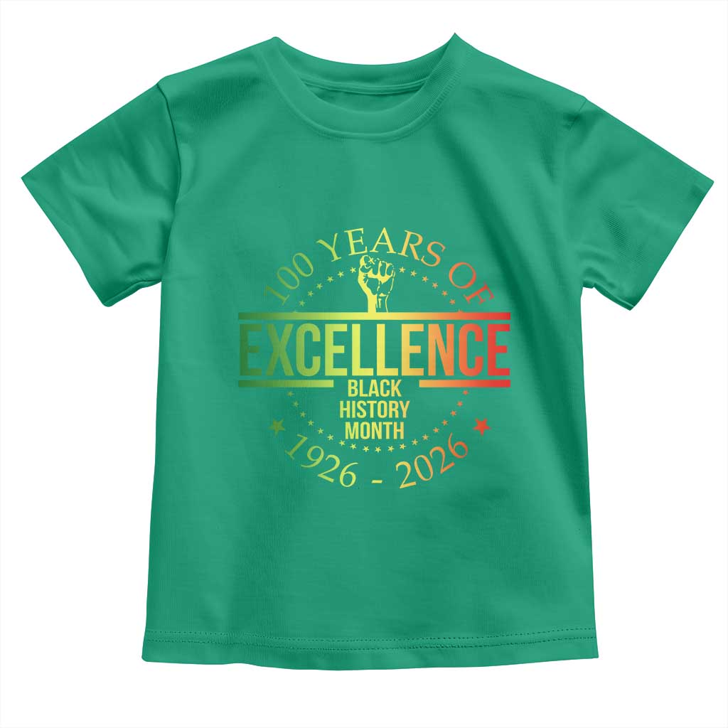 100 Years Of Excellence Black History Month 1926 2026 Toddler T Shirt