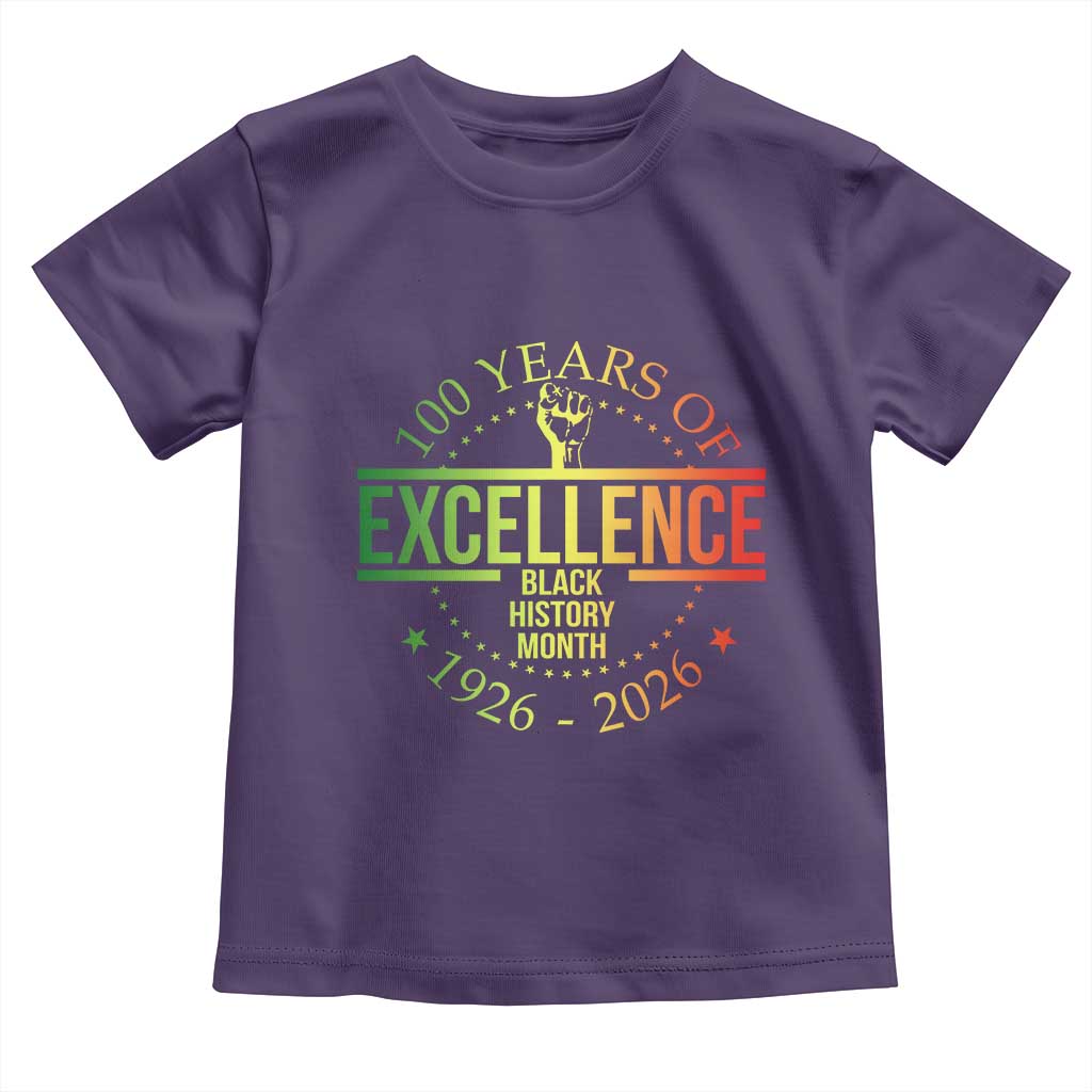 100 Years Of Excellence Black History Month 1926 2026 Toddler T Shirt