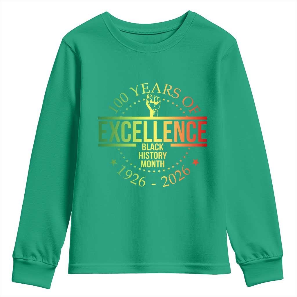 100 Years Of Excellence Black History Month 1926 2026 Youth Sweatshirt