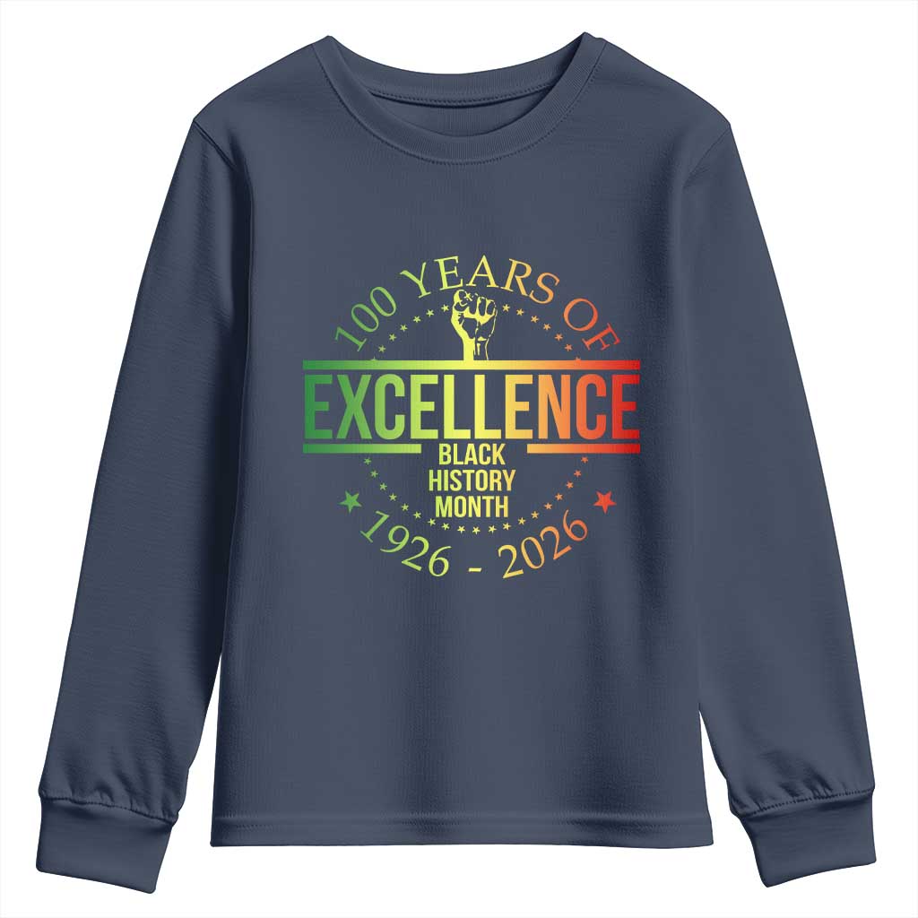 100 Years Of Excellence Black History Month 1926 2026 Youth Sweatshirt