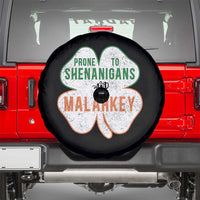 Prone to Shenanigans and Malarkey Spare Tire Cover Funny St Patricks Day Shamrock
