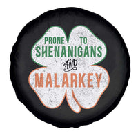 Prone to Shenanigans and Malarkey Spare Tire Cover Funny St Patricks Day Shamrock
