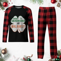 Prone to Shenanigans and Malarkey Plaid Pajama Set Funny St Patricks Day Shamrock