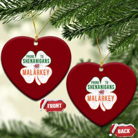 Prone to Shenanigans and Malarkey Ceramic Ornament Funny St Patricks Day Shamrock