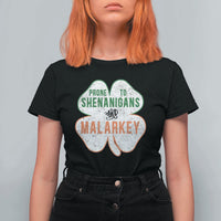Prone to Shenanigans and Malarkey T Shirt For Women Funny St Patricks Day Shamrock