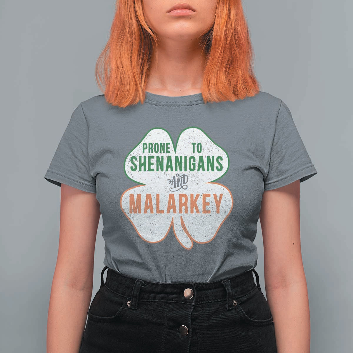 Prone to Shenanigans and Malarkey T Shirt For Women Funny St Patricks Day Shamrock
