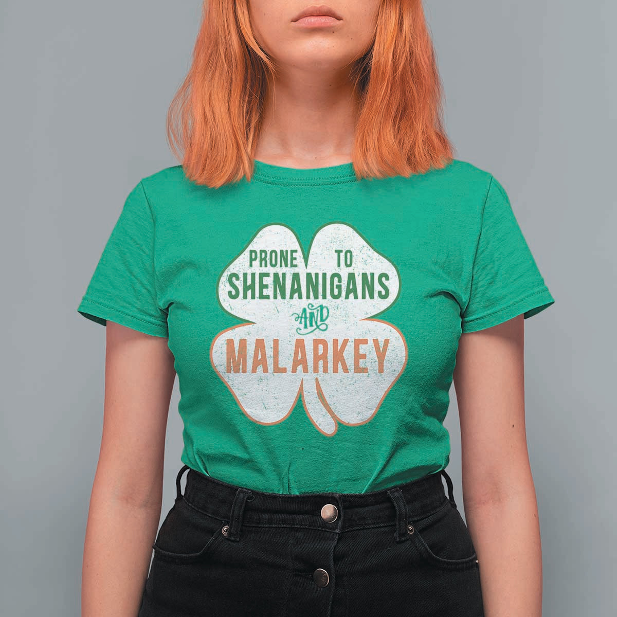 Prone to Shenanigans and Malarkey T Shirt For Women Funny St Patricks Day Shamrock