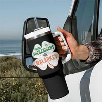 Prone to Shenanigans and Malarkey Tumbler With Handle Funny St Patricks Day Shamrock