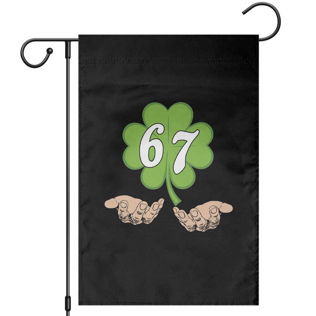 67 St Patricks Day Garden Flag Six Seven Meme Shamrock Hand Gesture