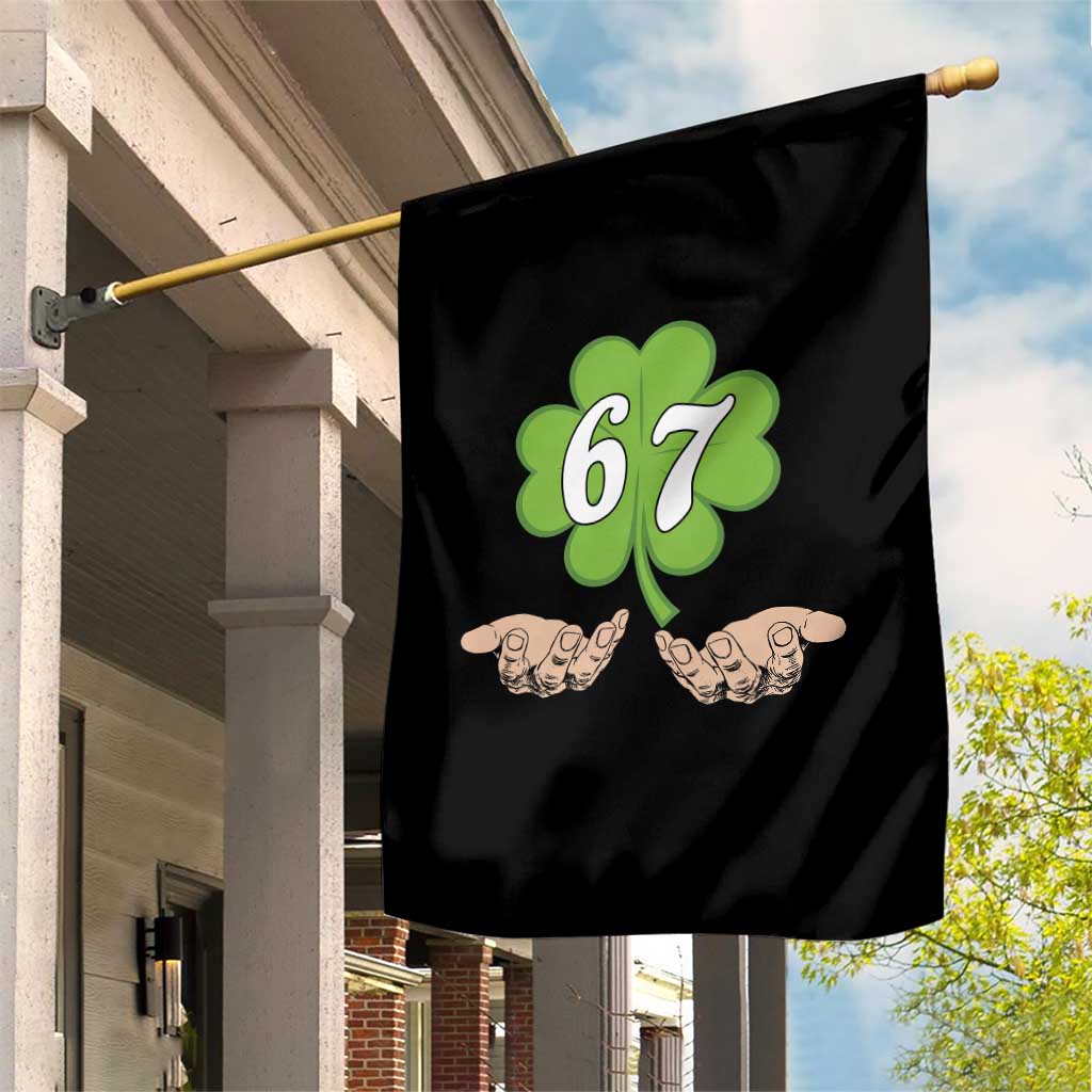 67 St Patricks Day Garden Flag Six Seven Meme Shamrock Hand Gesture