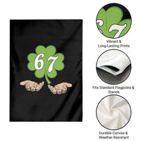 67 St Patricks Day Garden Flag Six Seven Meme Shamrock Hand Gesture