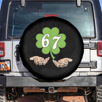 67 St Patricks Day Spare Tire Cover Six Seven Meme Shamrock Hand Gesture