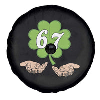 67 St Patricks Day Spare Tire Cover Six Seven Meme Shamrock Hand Gesture