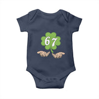 67 St Patricks Day Baby Onesie Six Seven Meme Shamrock Hand Gesture
