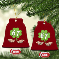 67 St Patricks Day Ceramic Ornament Six Seven Meme Shamrock Hand Gesture