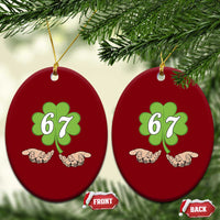 67 St Patricks Day Ceramic Ornament Six Seven Meme Shamrock Hand Gesture