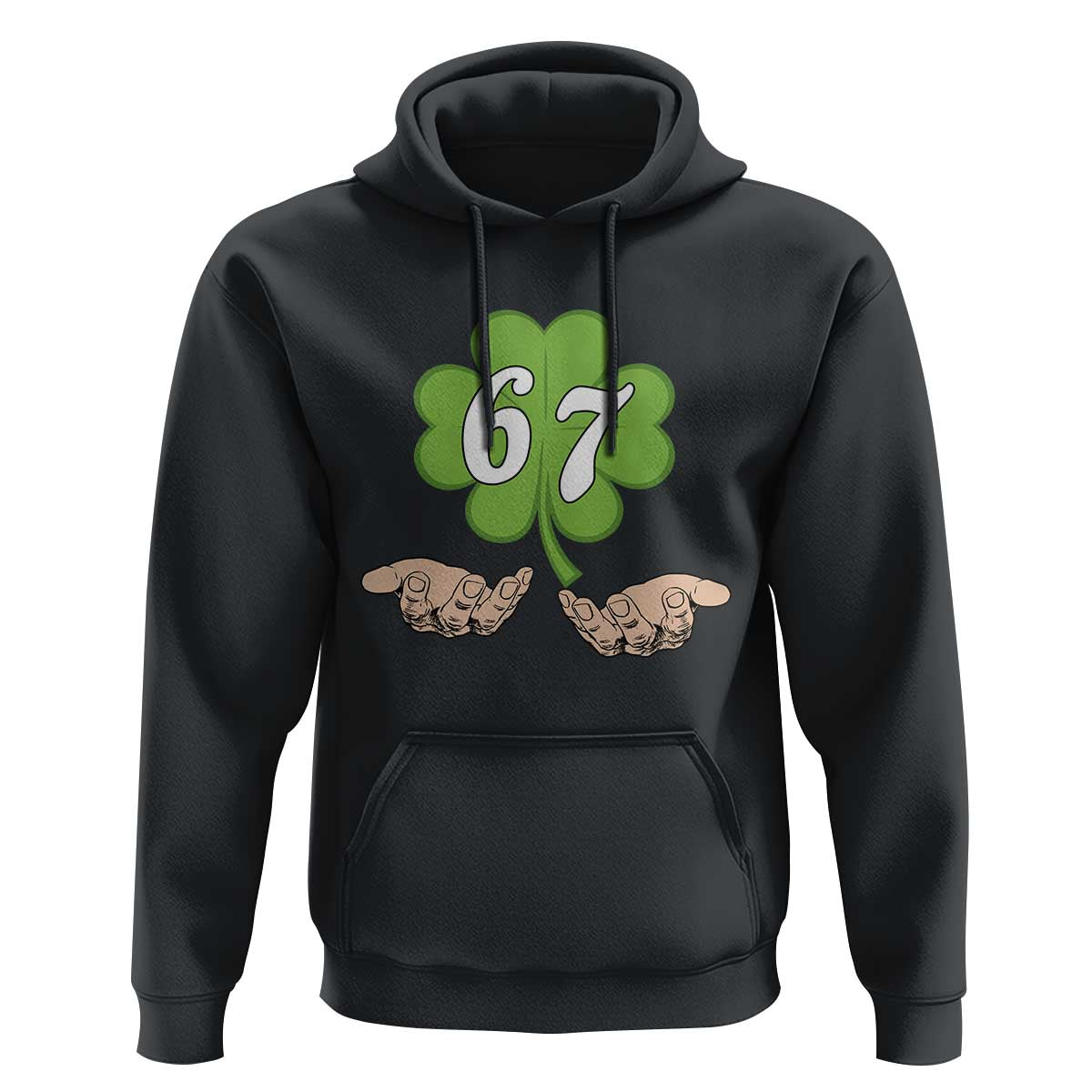 67 St Patricks Day Hoodie Six Seven Meme Shamrock Hand Gesture