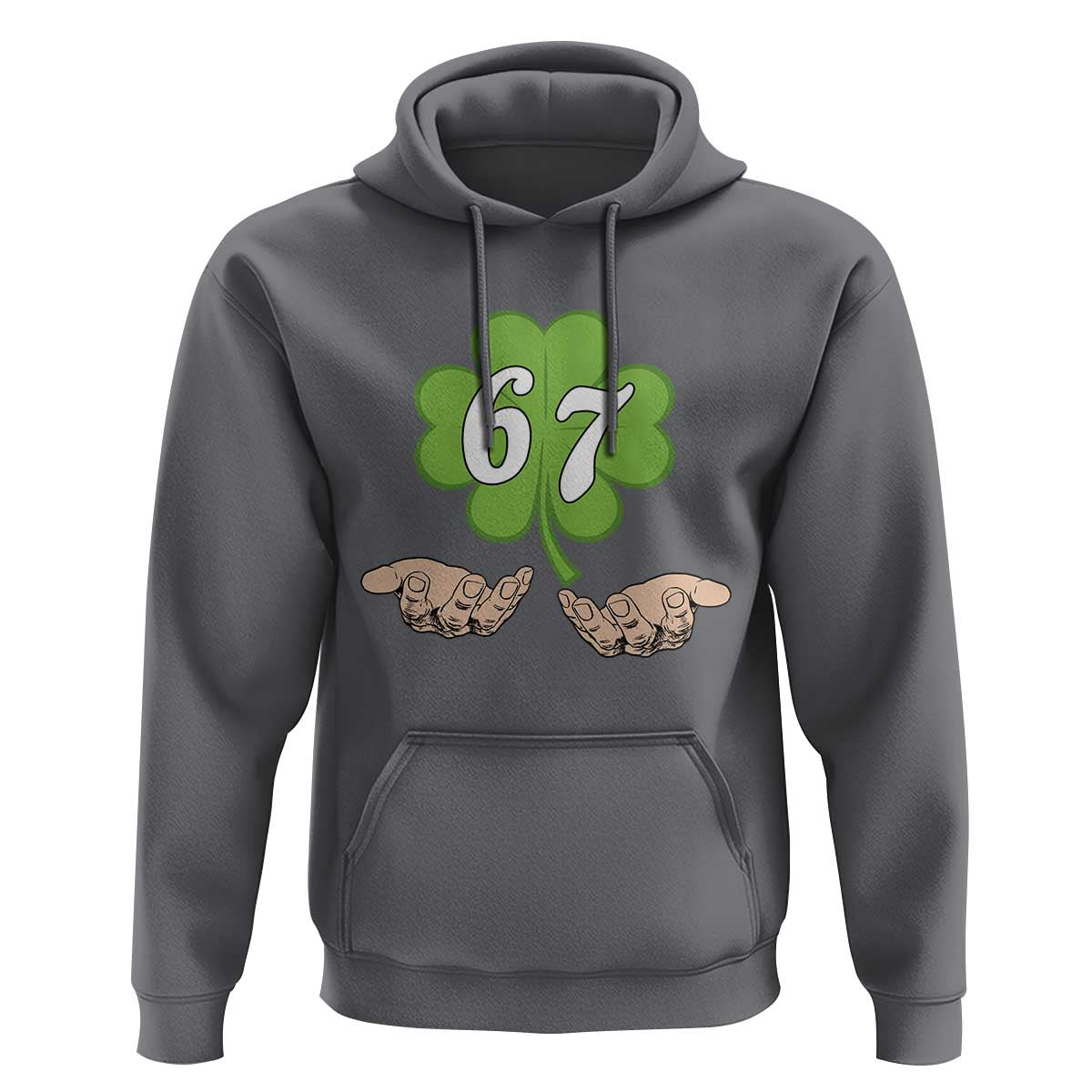 67 St Patricks Day Hoodie Six Seven Meme Shamrock Hand Gesture