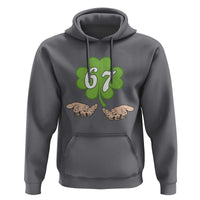 67 St Patricks Day Hoodie Six Seven Meme Shamrock Hand Gesture