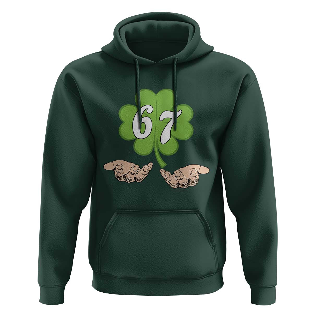 67 St Patricks Day Hoodie Six Seven Meme Shamrock Hand Gesture