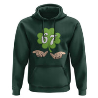67 St Patricks Day Hoodie Six Seven Meme Shamrock Hand Gesture