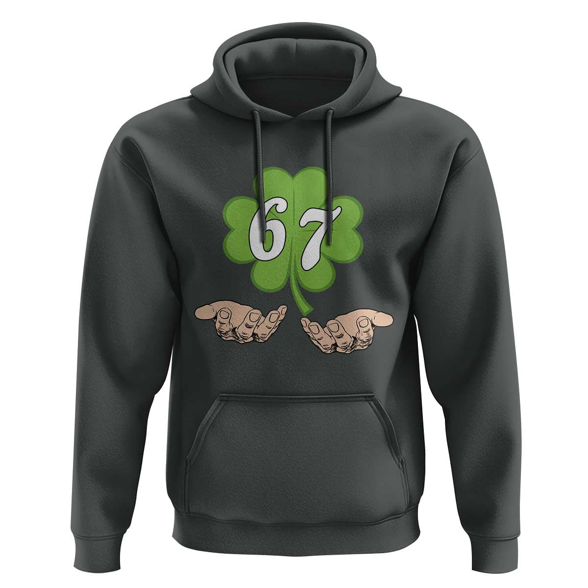 67 St Patricks Day Hoodie Six Seven Meme Shamrock Hand Gesture