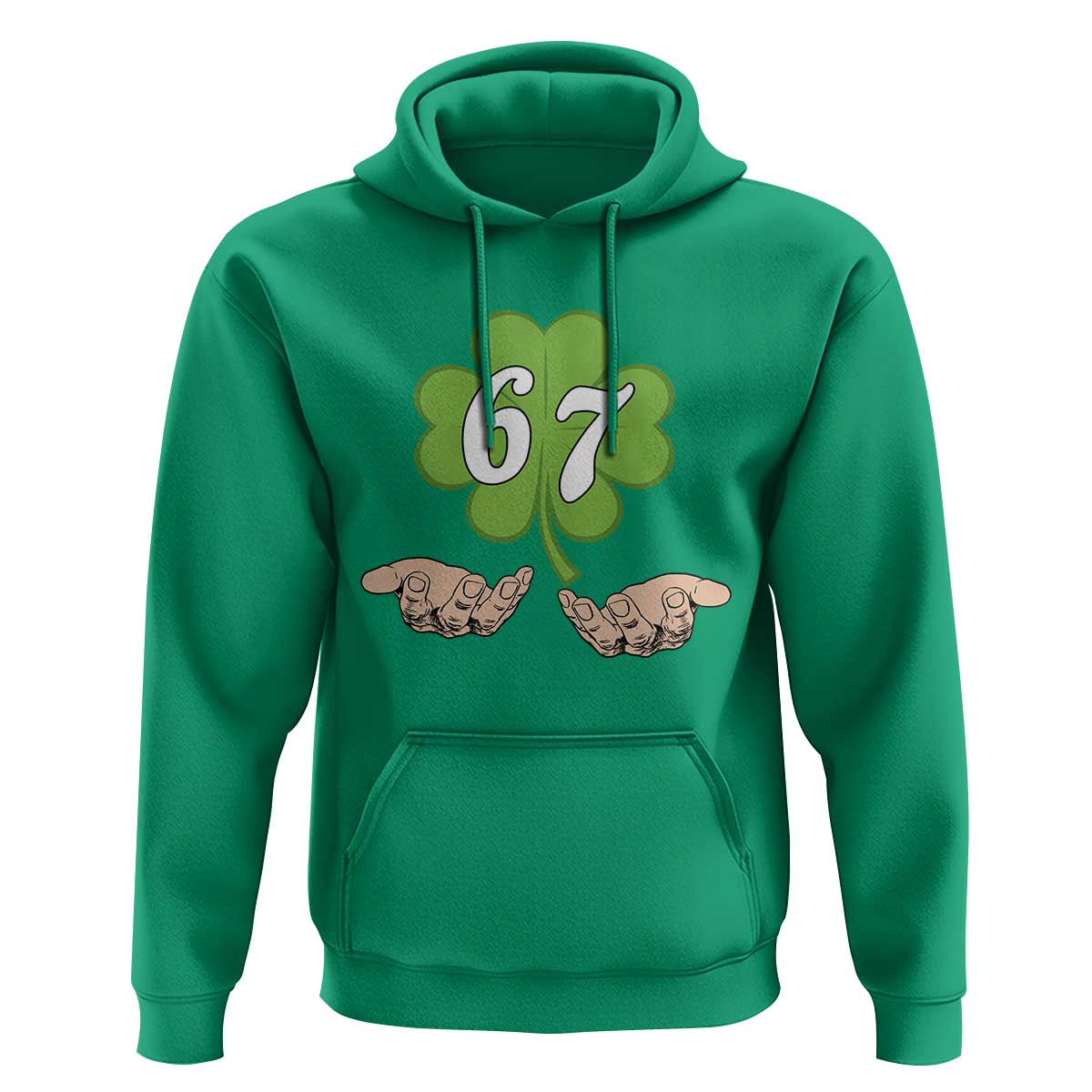 67 St Patricks Day Hoodie Six Seven Meme Shamrock Hand Gesture