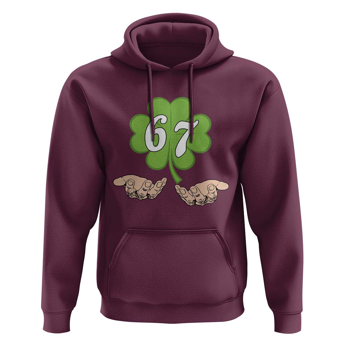 67 St Patricks Day Hoodie Six Seven Meme Shamrock Hand Gesture