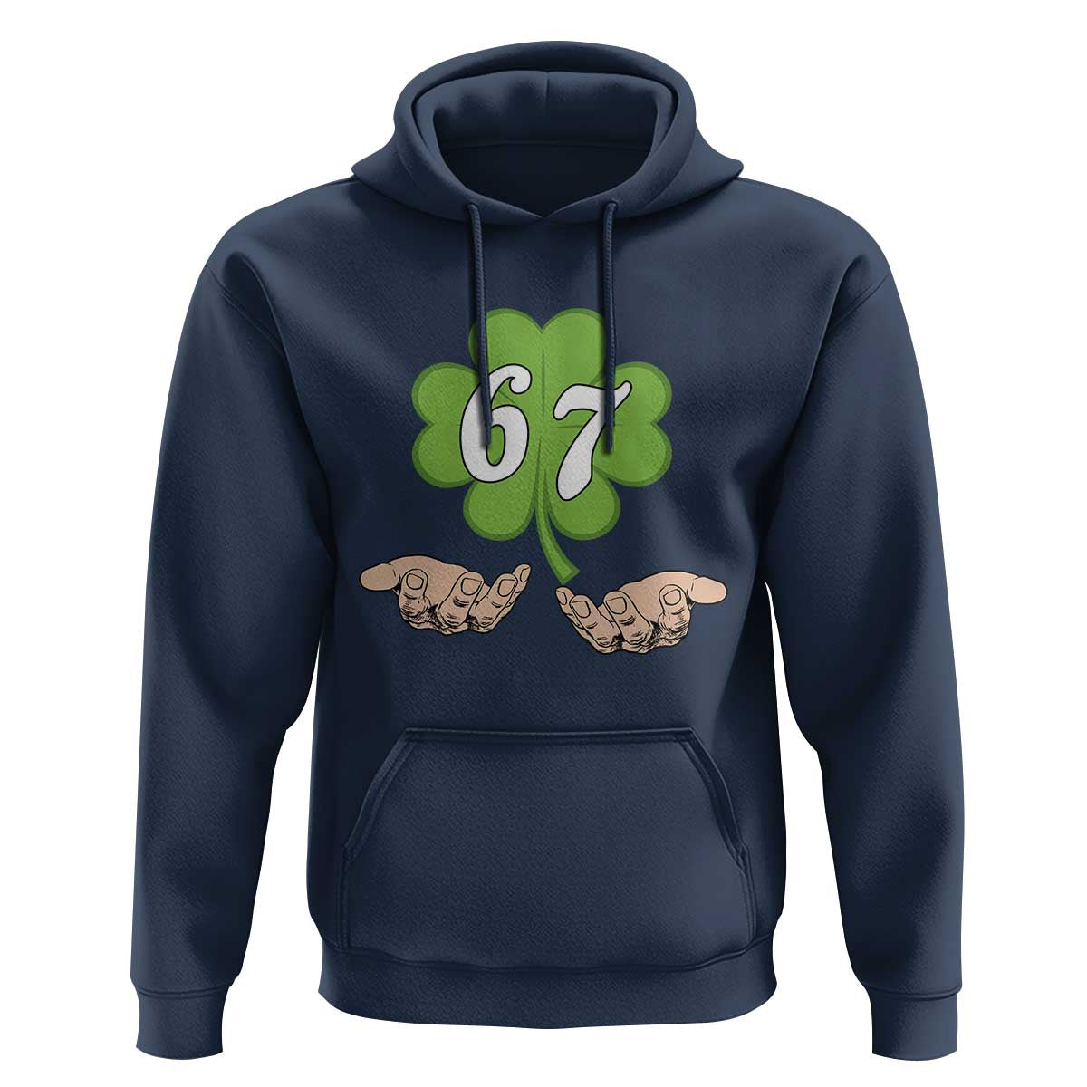 67 St Patricks Day Hoodie Six Seven Meme Shamrock Hand Gesture