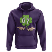 67 St Patricks Day Hoodie Six Seven Meme Shamrock Hand Gesture
