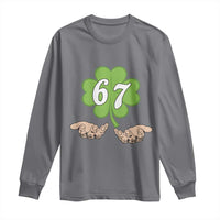 67 St Patricks Day Long Sleeve Shirt Six Seven Meme Shamrock Hand Gesture