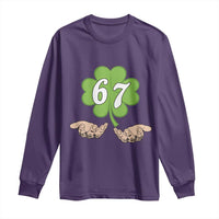67 St Patricks Day Long Sleeve Shirt Six Seven Meme Shamrock Hand Gesture