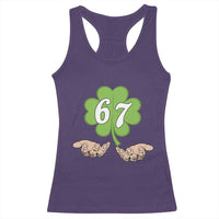 67 St Patricks Day Racerback Tank Top Six Seven Meme Shamrock Hand Gesture