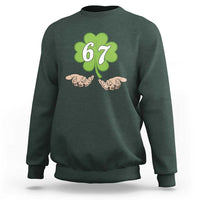 67 St Patricks Day Sweatshirt Six Seven Meme Shamrock Hand Gesture